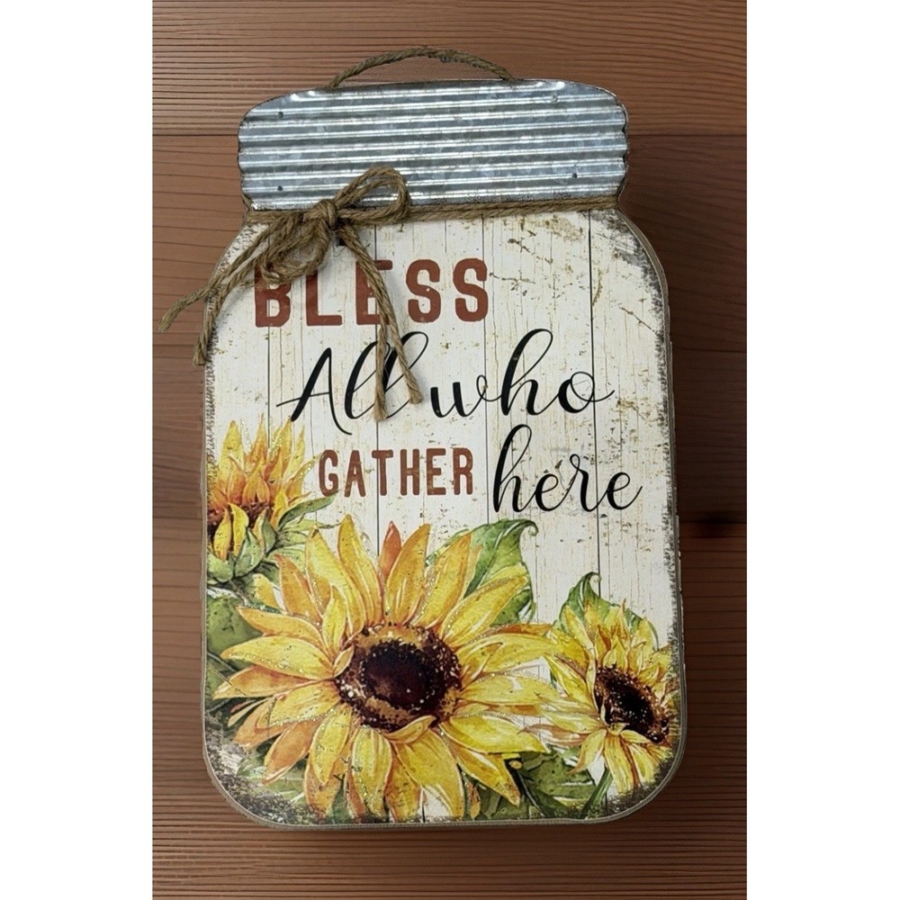Sunflower Mason Jar wooden Wall Sign Primitive Farmhouse, Wall Decor